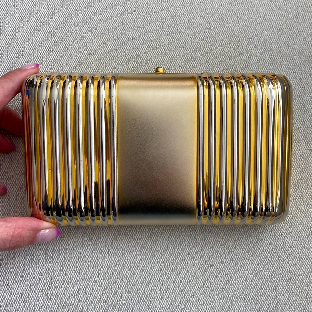 Metal gold and silver clutch/crossbody
